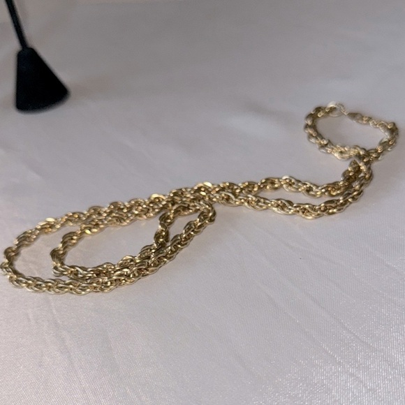 Vintage Gold Tone Rope Chain 24” Thick 3MM Necklace - Picture 2 of 12